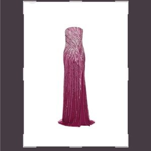Pamella Roland, women’s strapless sequined Tulle Gown in Raspberry Swirl .